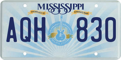 MS license plate AQH830