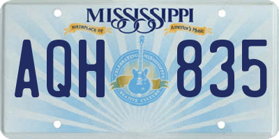 MS license plate AQH835