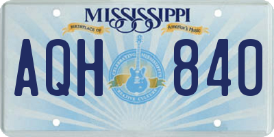 MS license plate AQH840