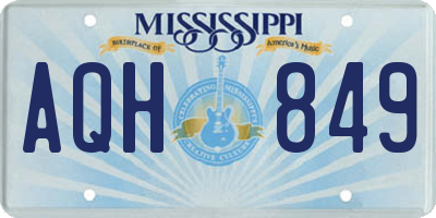 MS license plate AQH849