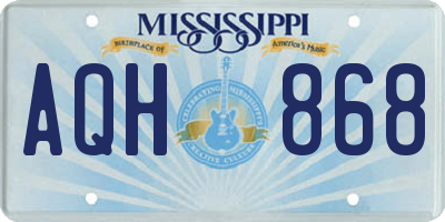 MS license plate AQH868