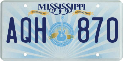 MS license plate AQH870