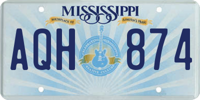 MS license plate AQH874