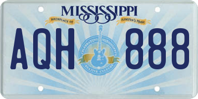 MS license plate AQH888
