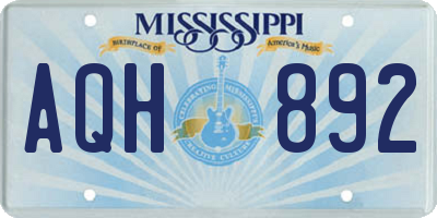 MS license plate AQH892