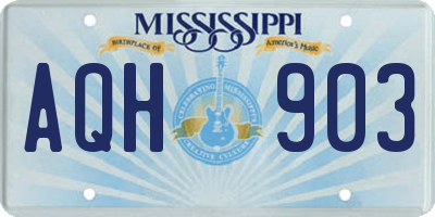 MS license plate AQH903