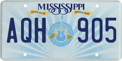 MS license plate AQH905