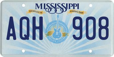 MS license plate AQH908