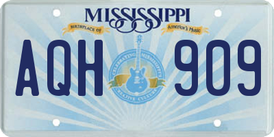 MS license plate AQH909