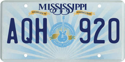MS license plate AQH920