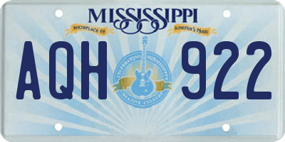 MS license plate AQH922