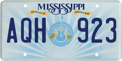 MS license plate AQH923