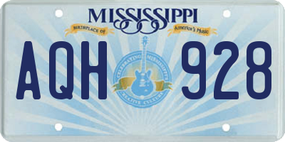 MS license plate AQH928