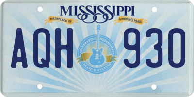 MS license plate AQH930
