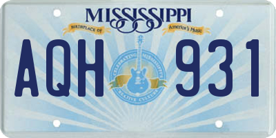 MS license plate AQH931