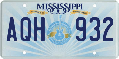 MS license plate AQH932