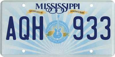 MS license plate AQH933
