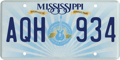 MS license plate AQH934