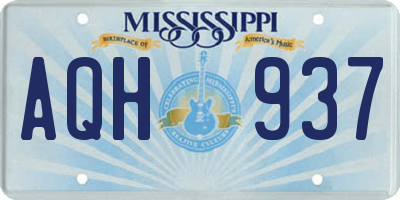 MS license plate AQH937