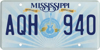 MS license plate AQH940