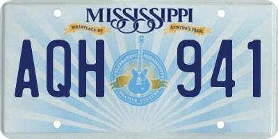 MS license plate AQH941