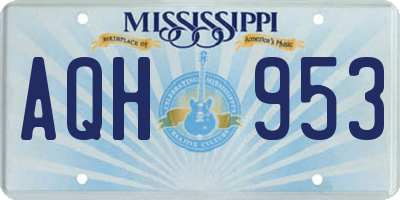 MS license plate AQH953