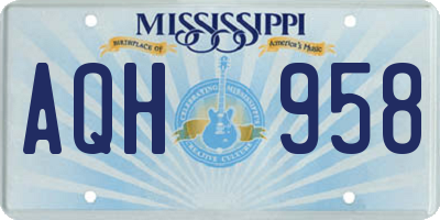 MS license plate AQH958