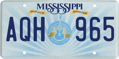 MS license plate AQH965