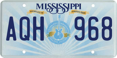 MS license plate AQH968