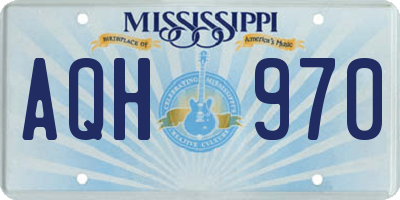 MS license plate AQH970