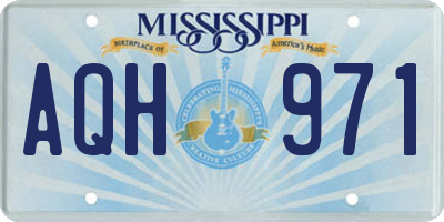 MS license plate AQH971