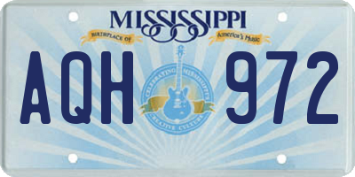 MS license plate AQH972