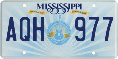 MS license plate AQH977