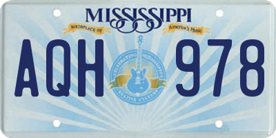 MS license plate AQH978