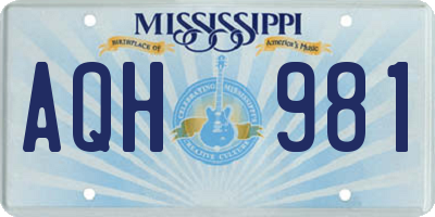 MS license plate AQH981