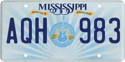 MS license plate AQH983