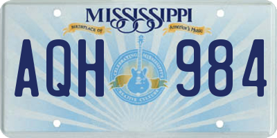 MS license plate AQH984