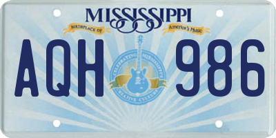 MS license plate AQH986