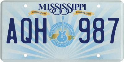 MS license plate AQH987