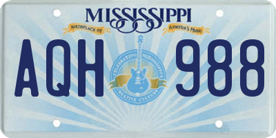 MS license plate AQH988