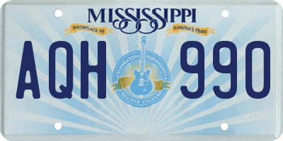 MS license plate AQH990