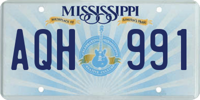 MS license plate AQH991