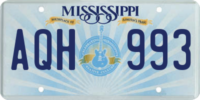 MS license plate AQH993