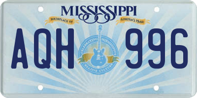 MS license plate AQH996