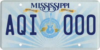 MS license plate AQI000