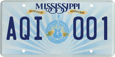 MS license plate AQI001
