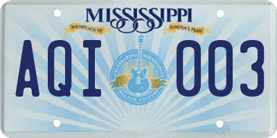 MS license plate AQI003