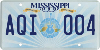 MS license plate AQI004
