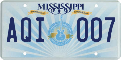 MS license plate AQI007