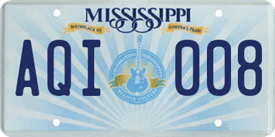 MS license plate AQI008